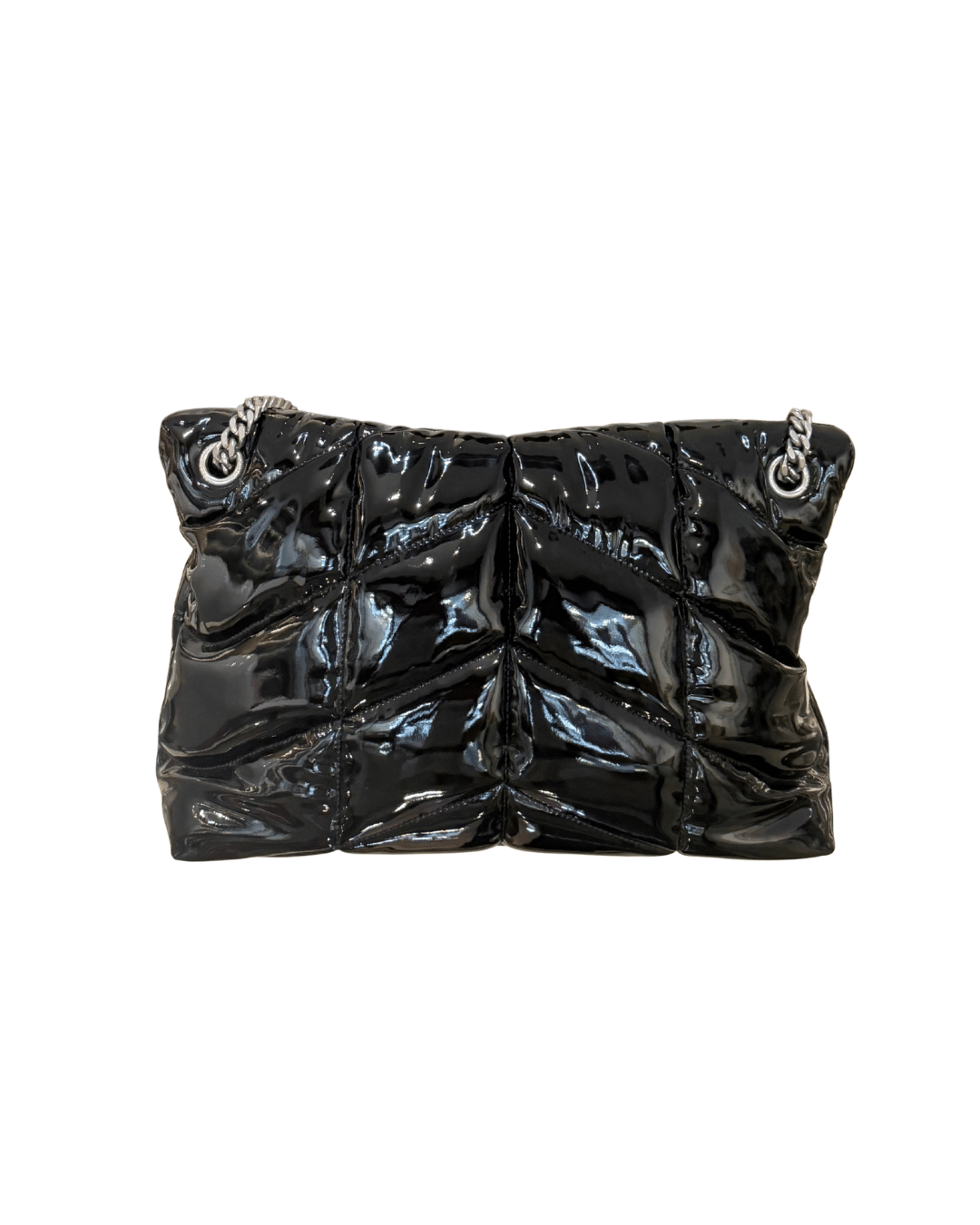 PUFFER MEDIA YSL PELLE VERNICIATA NERA