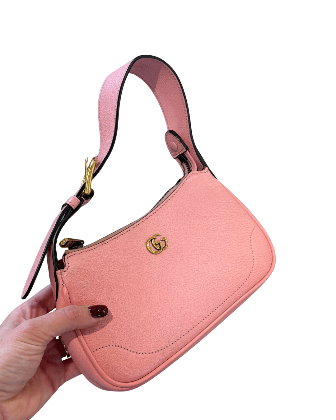 PICCOLA MEZZALUNA GUCCI ROSA PELLE MARTELLATA
