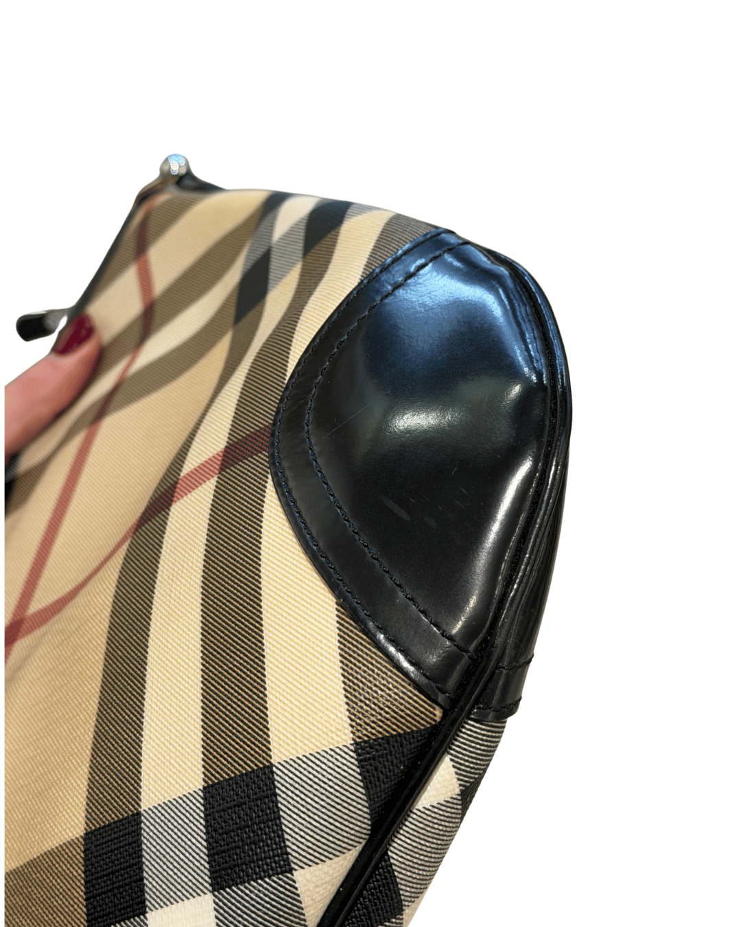 BURBERRY TRACOLLA RIFINITURE PELLE VERNICIATA NERA