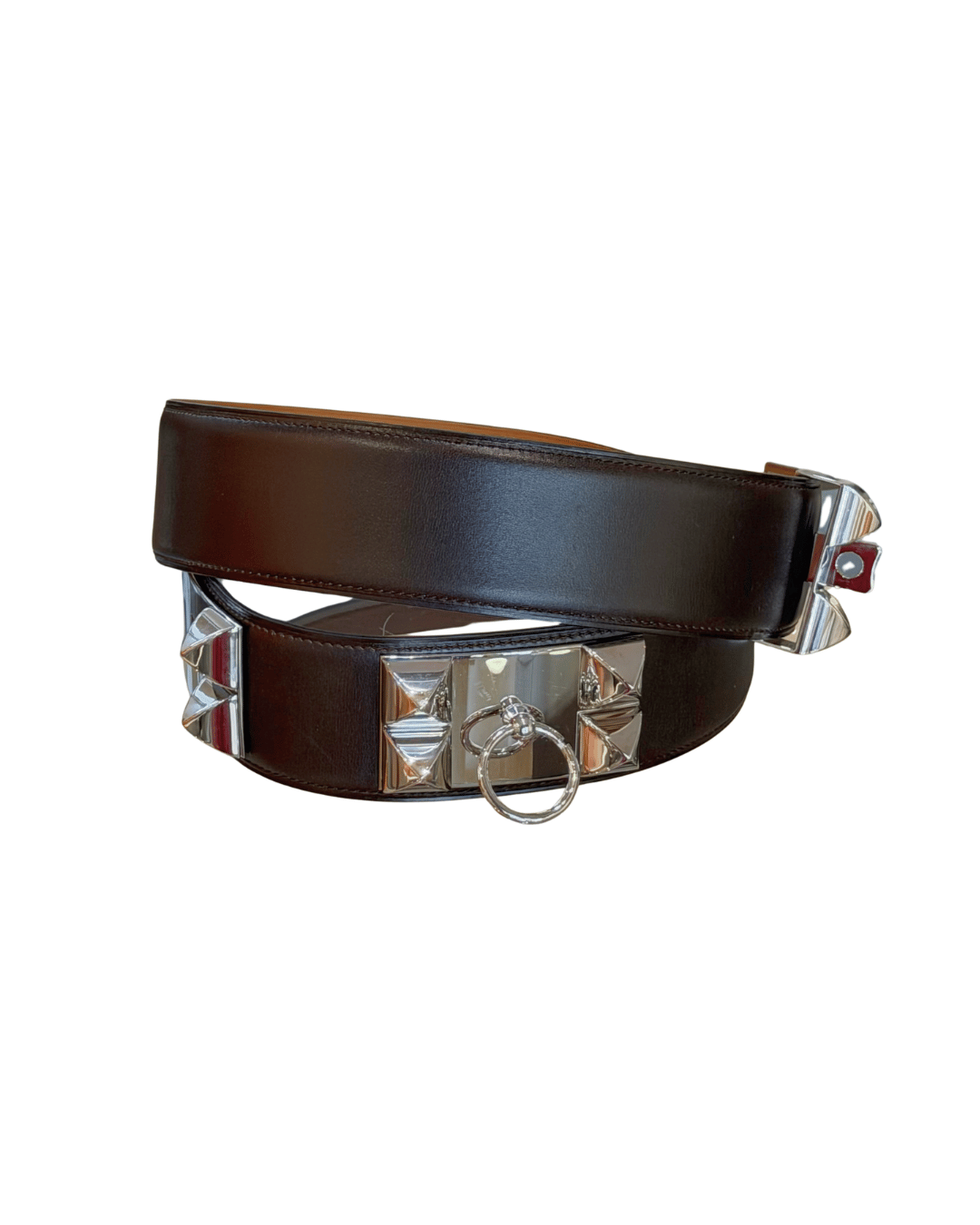 CINTURA HERMES COLLIER DE CHIEN MARRONE 80