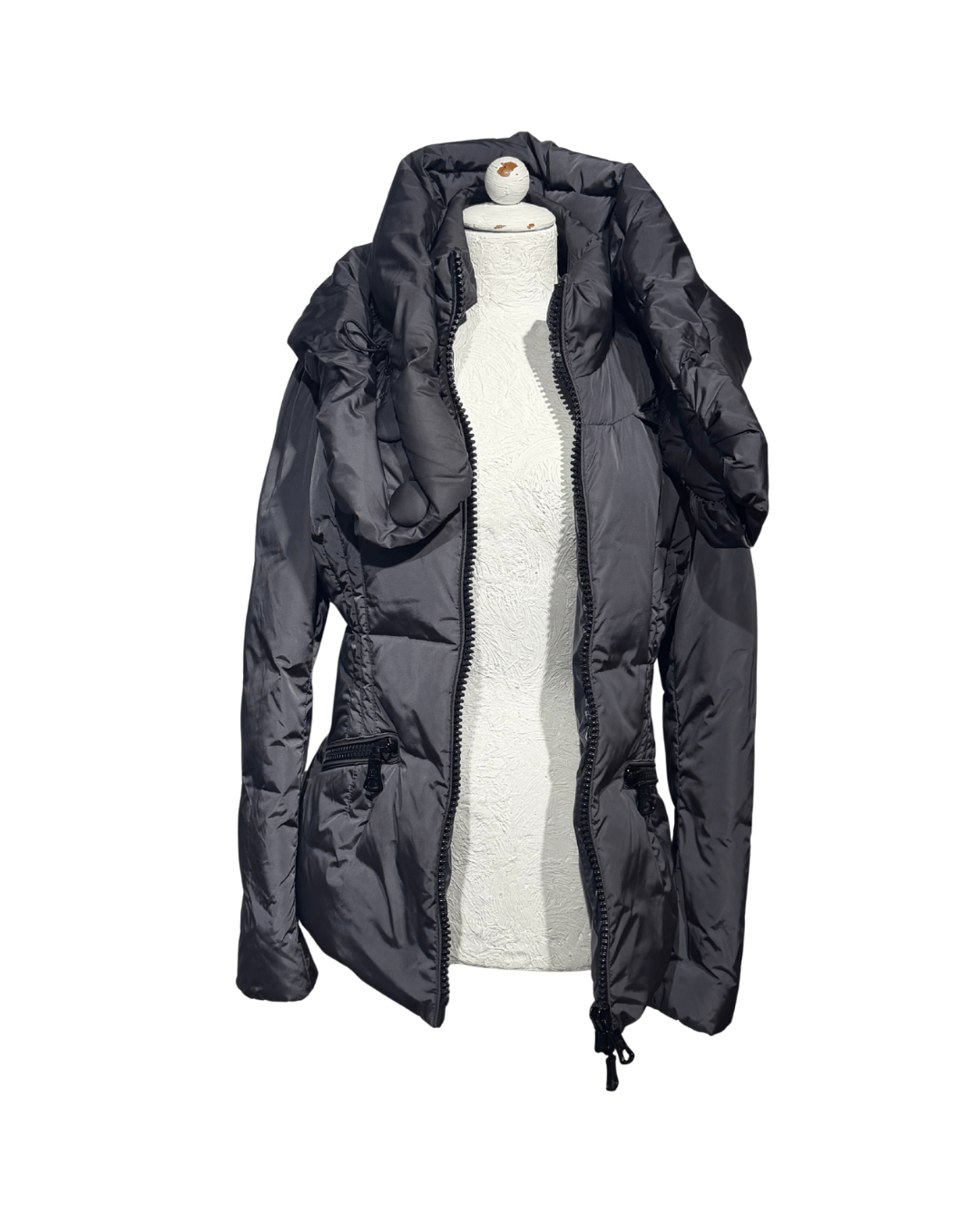 PIUMINO MONCLER DONNA MAXI COLLO GRIGIO ANTRACITE TG 44