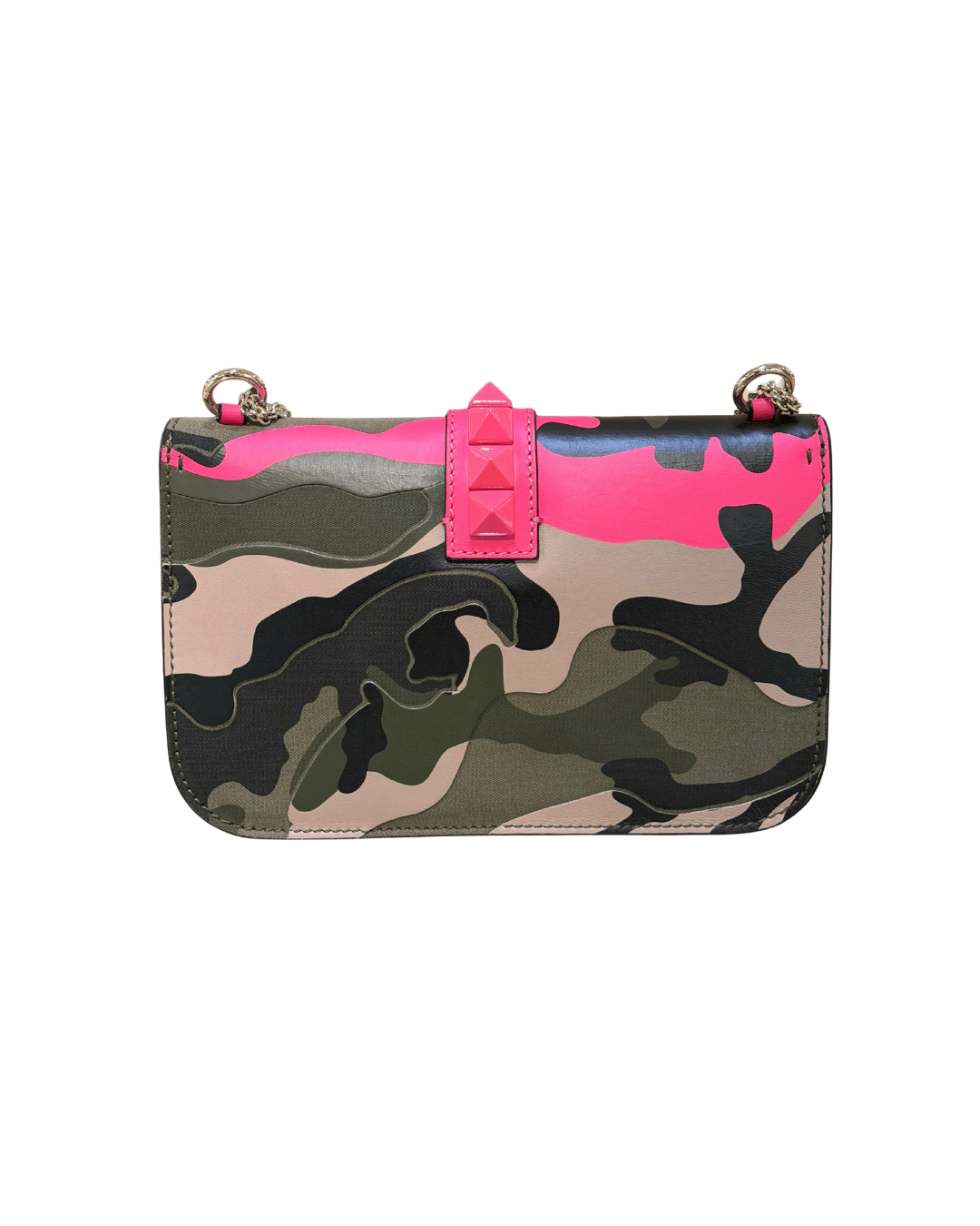 BORSA VALENTINO GLAM LOCK MIMETICA E FUCSIA