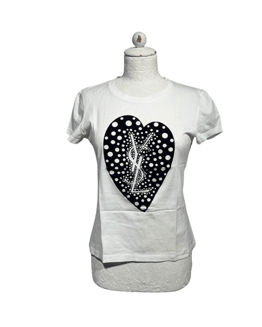 TSHIRT COTONE YSL BIANCA Tg S