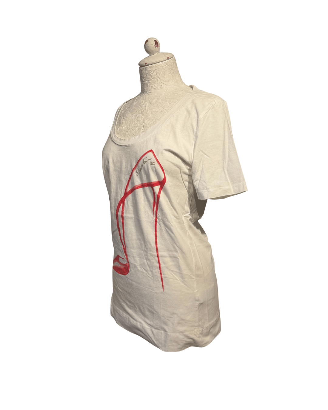 TSHIRT ELISABETTA FRANCHI BIANCA STAMPA DECOLLETE Tg 44