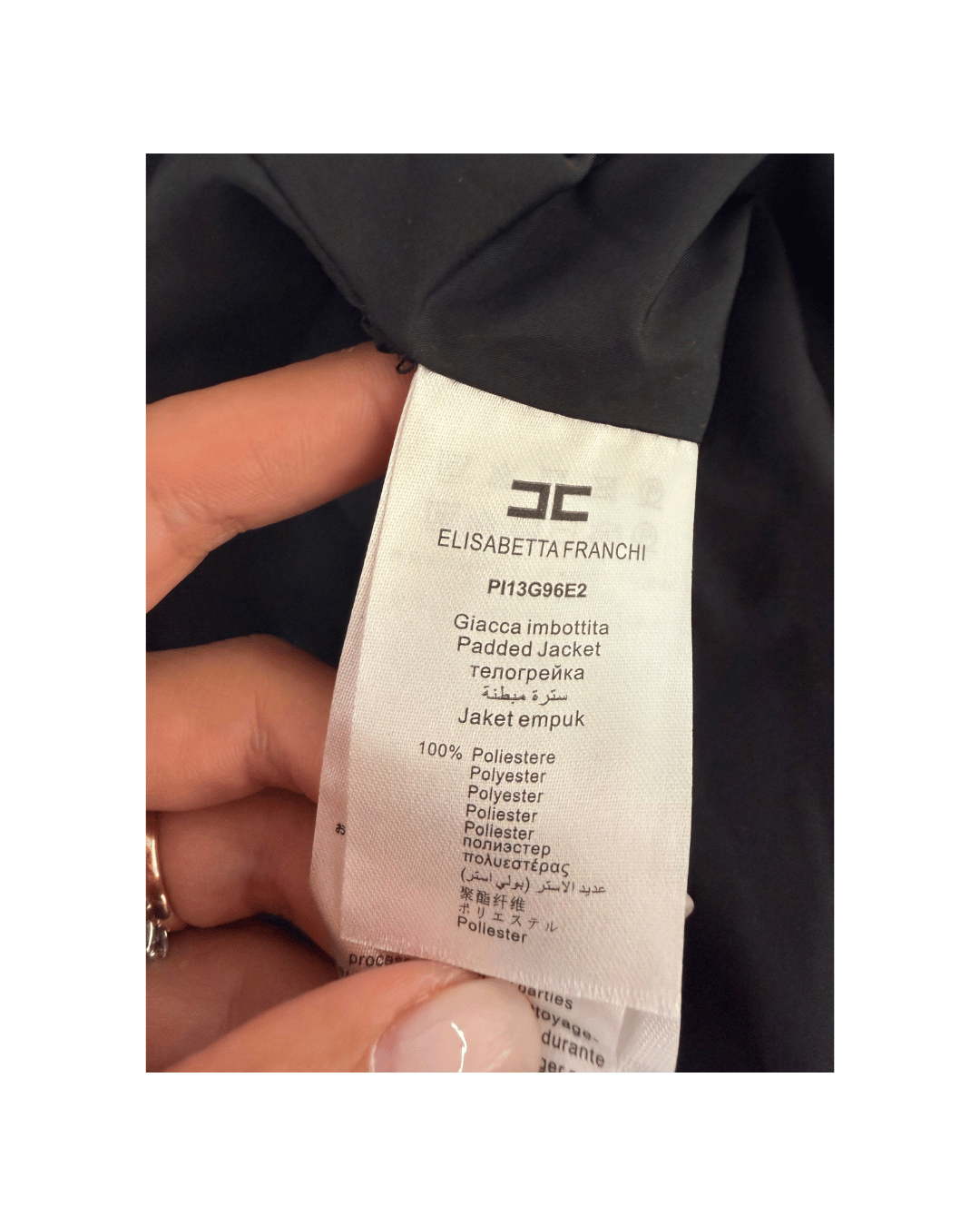 PIUMINO NERO CON MAXI FIOCCO ELISABETTA FRANCHI  Tg 40