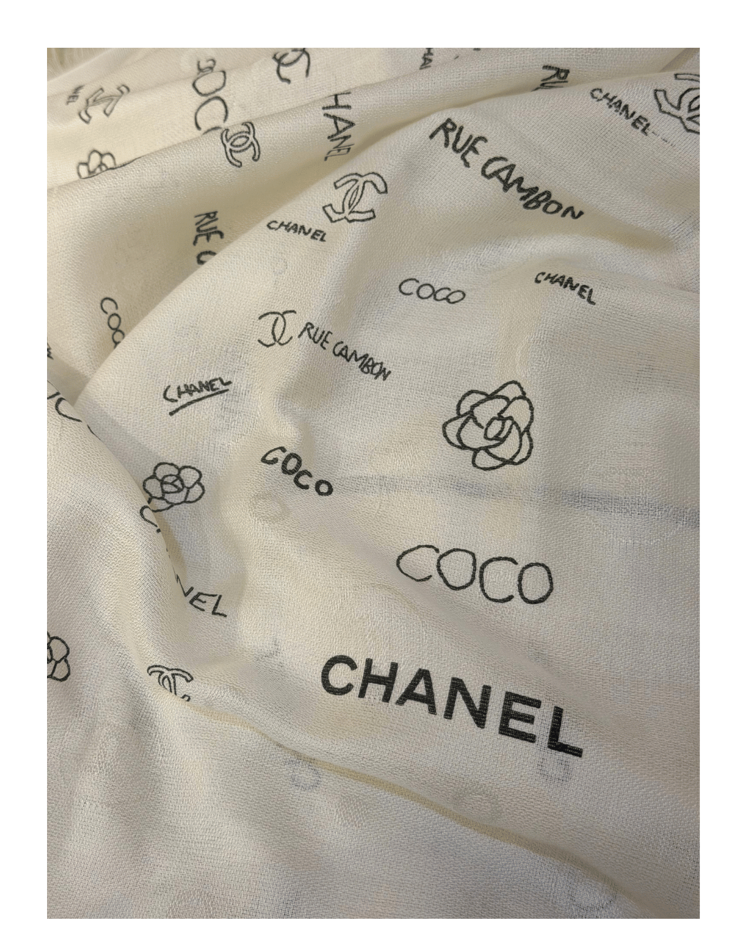 STOLA CHANEL SETA e CASHMERE LOGHI NERI
