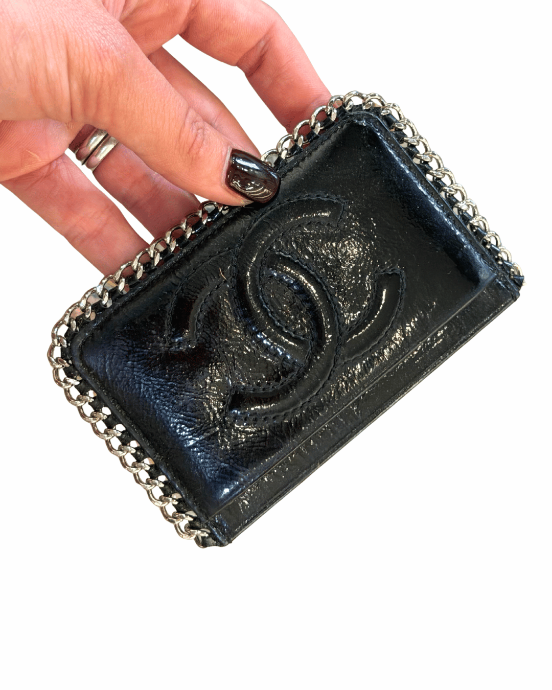 PORTACARTE CHANEL VERNICE NERA