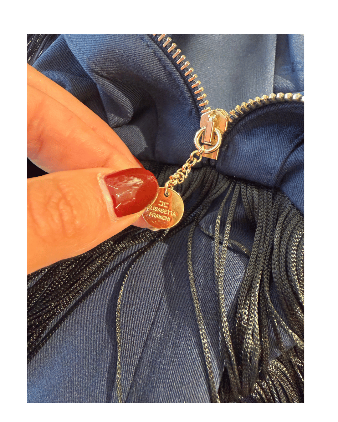 GONNA ELISABETTA FRANCHI FRANGE BLU E NERA Tg 42