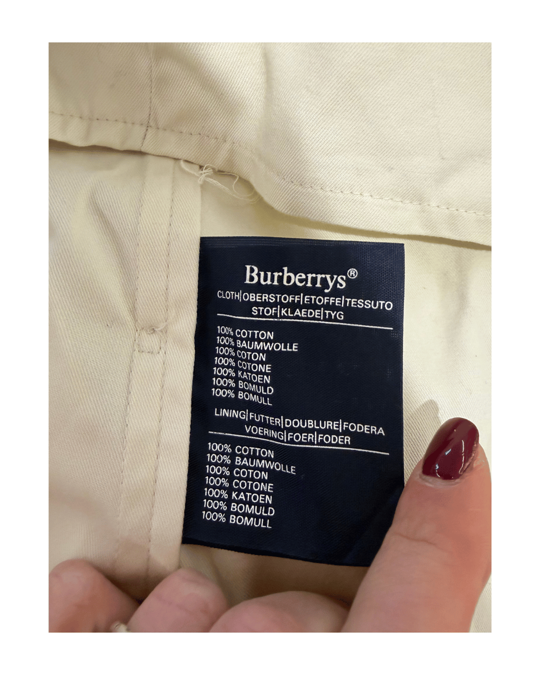 IMPERMEABILE BURBERRY PANNA Tg 44/46
