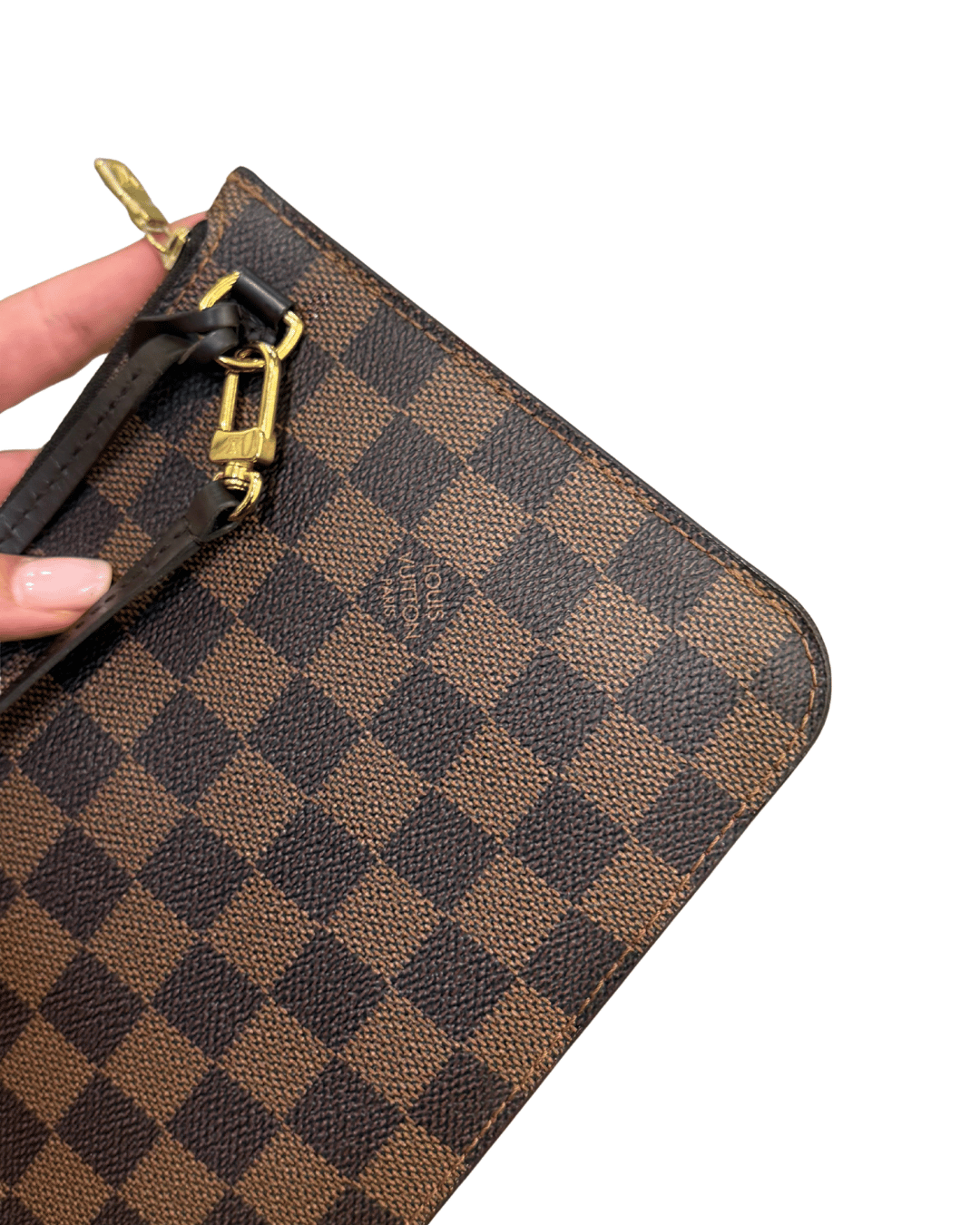 POCHETTE PIATTA DAMIER EBENE INTERNO ROSSO