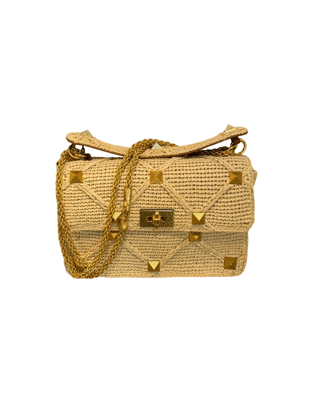 VALENTINO ROMAN STUD RAFFIA CON TRACOLLA MULTICOLOR