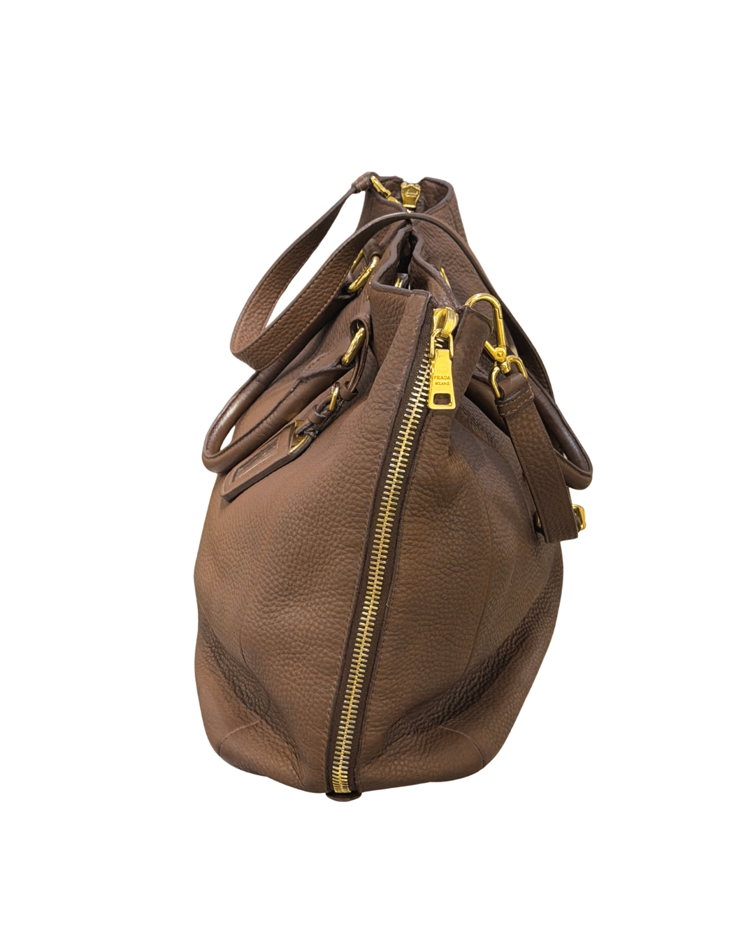 BORSA PRADA PELLE MARTELLATA MARRONE