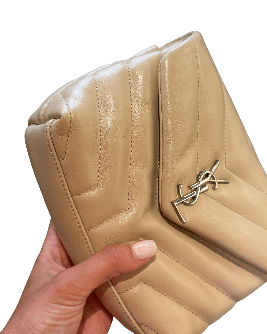 LOULOU TOY YSL BEIGE HARDWARE ARGENTO