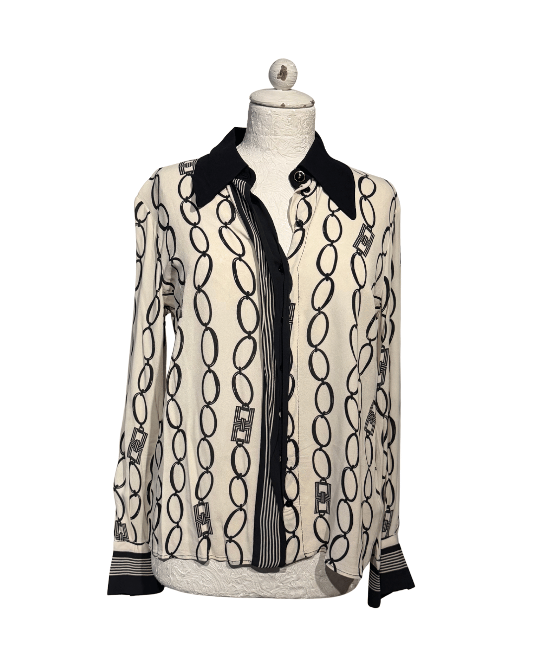 CAMICIA ELISABETTA FRANCHI AVORIO E NERA Tg 42