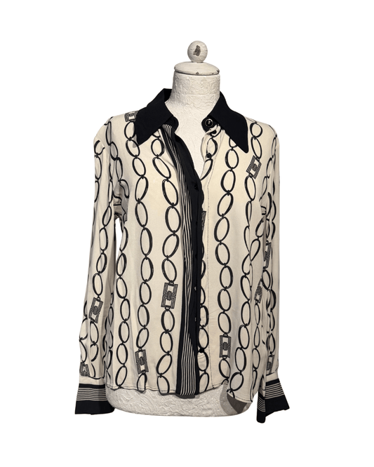 CAMICIA ELISABETTA FRANCHI AVORIO E NERA Tg 42