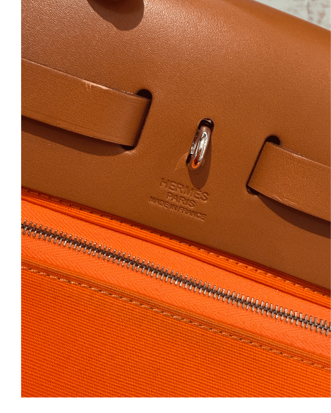 HERBAG HERMES ARANCIONE RIFINITURE CUOIO