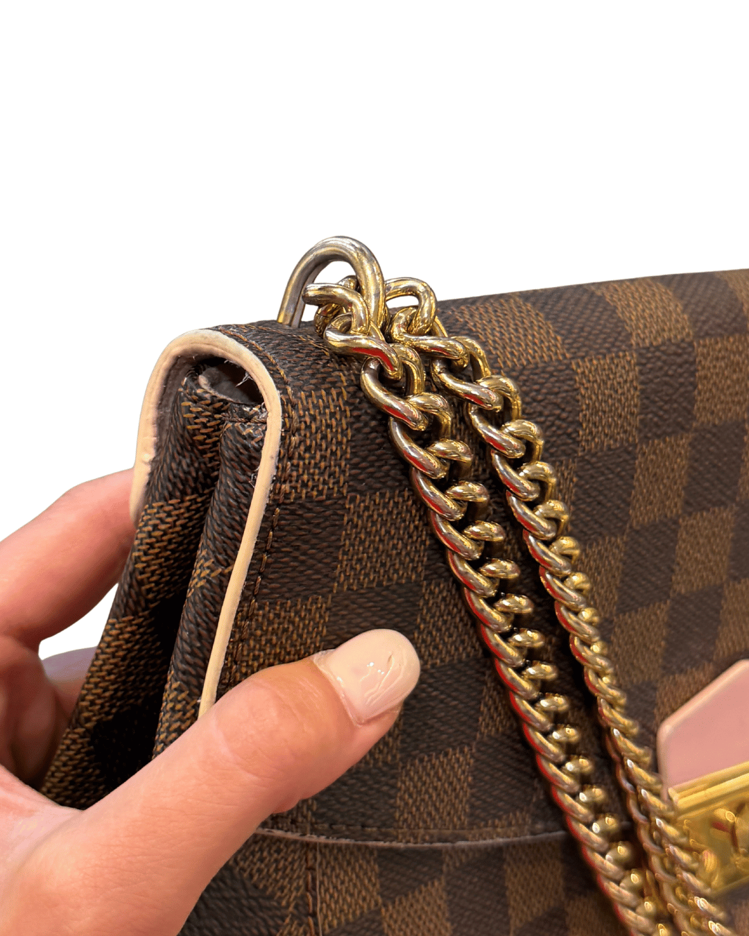 CAISSA CLUTCH DAMIER EBENE RIFINITURE ROSA