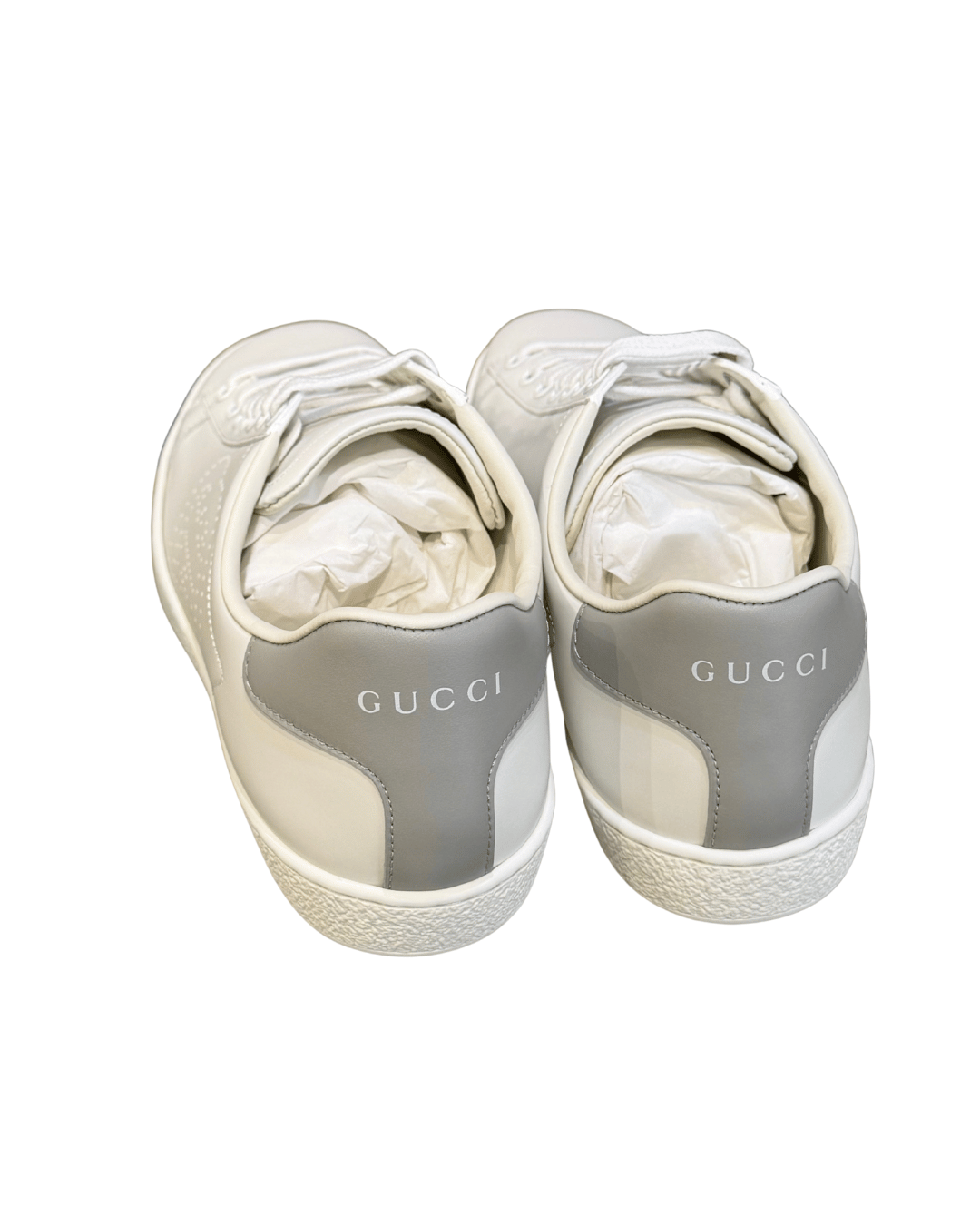 SNEAKERS NUOVE GUCCI ACE BIANCHE INSERTO GRIGIO Nr 37.5
