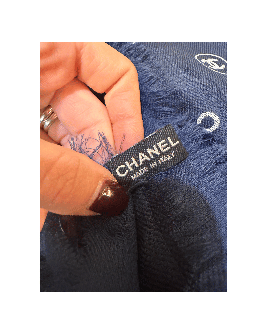 STOLA CHANEL BIANCA E BLU CASHMERE