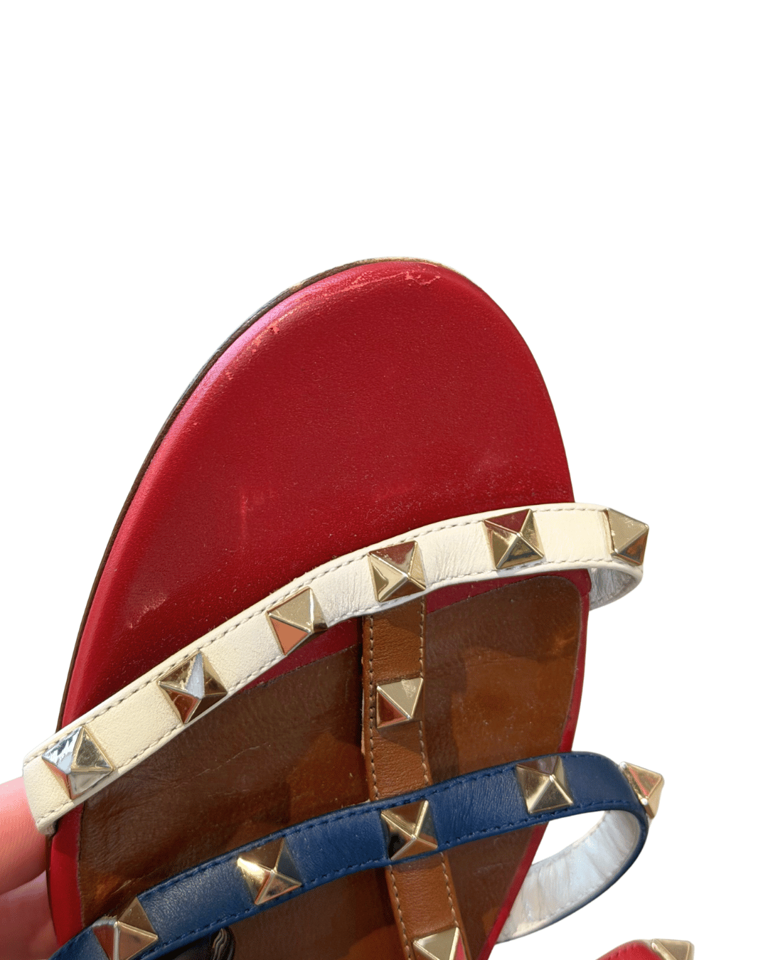 SANDALI FLAT ROCKSTUD IN PELLE MULTICOLOR Nr 40