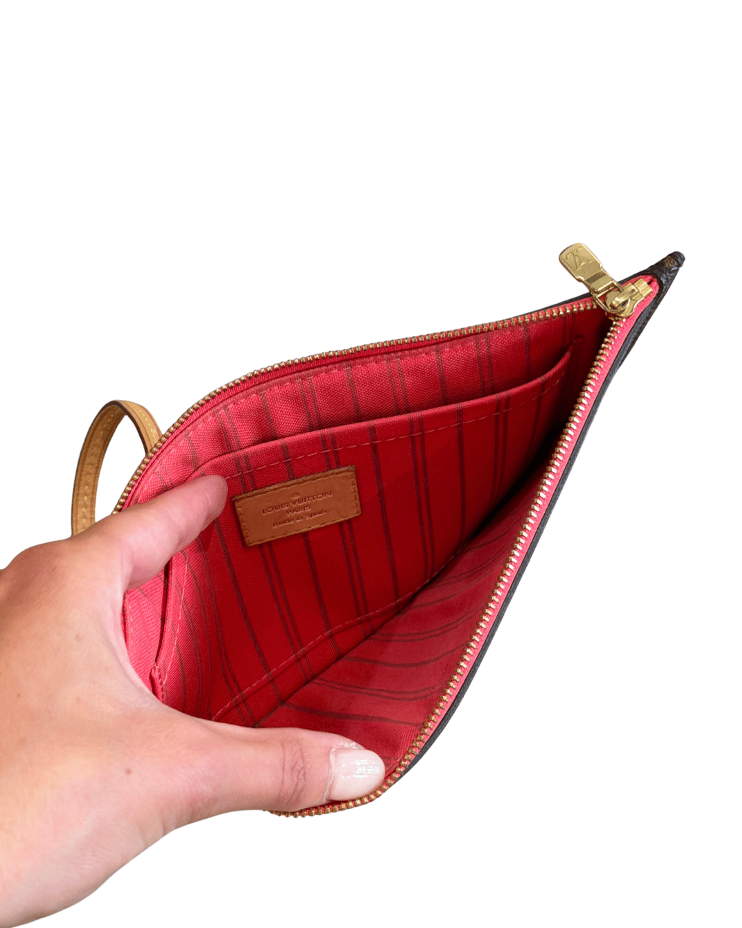 POCHETTE LOUIS VUITTON PIATTA INTERNO ROSA ACCESO