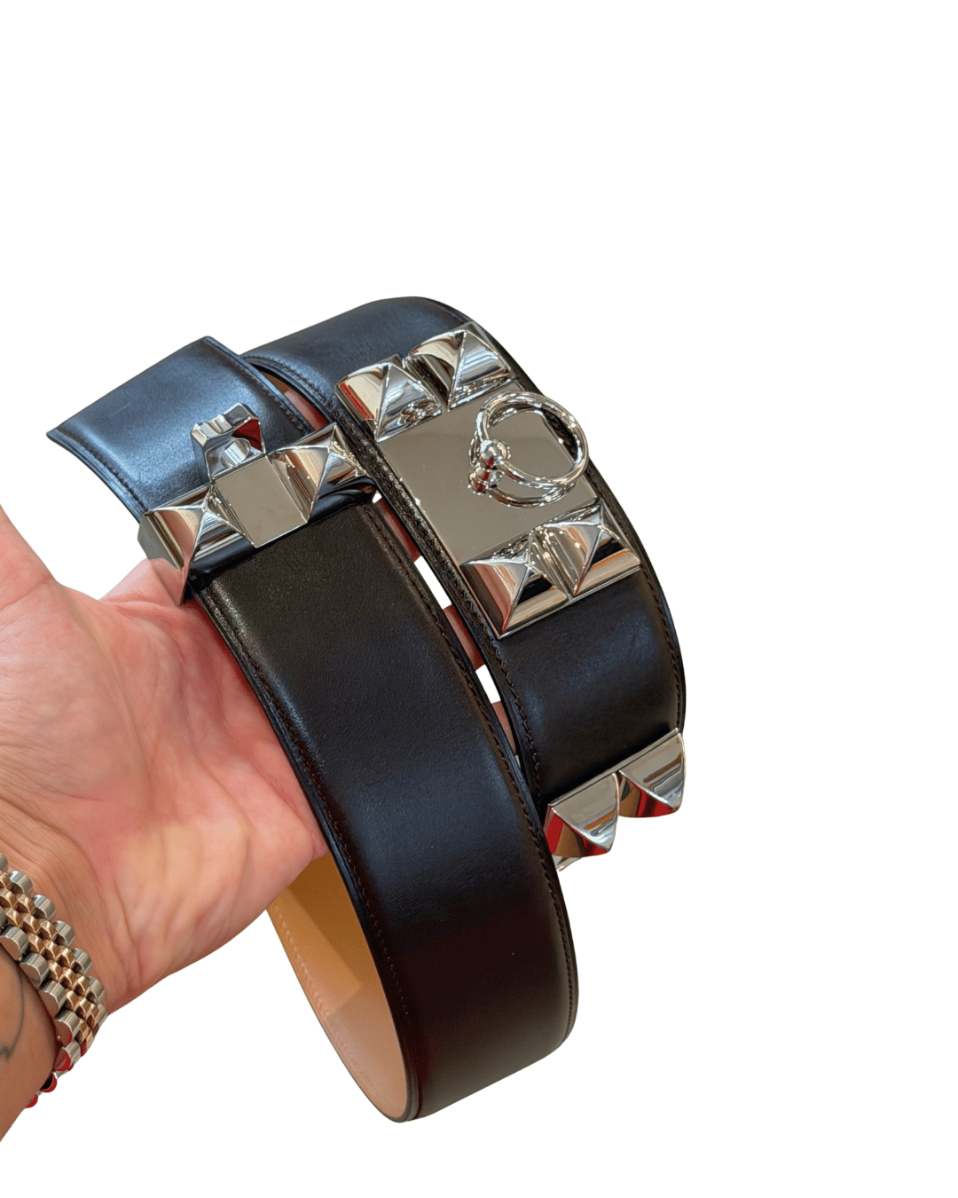 CINTURA HERMES COLLIER DE CHIEN MARRONE 80