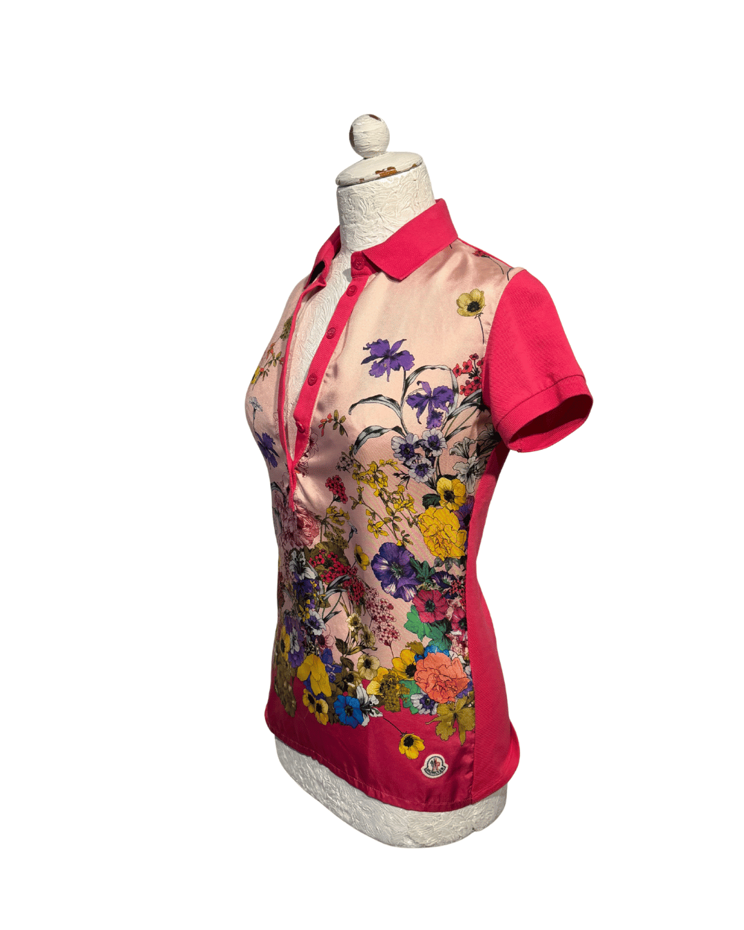 POLO MONCLER SETA E COTONE A FIORI Tg XS