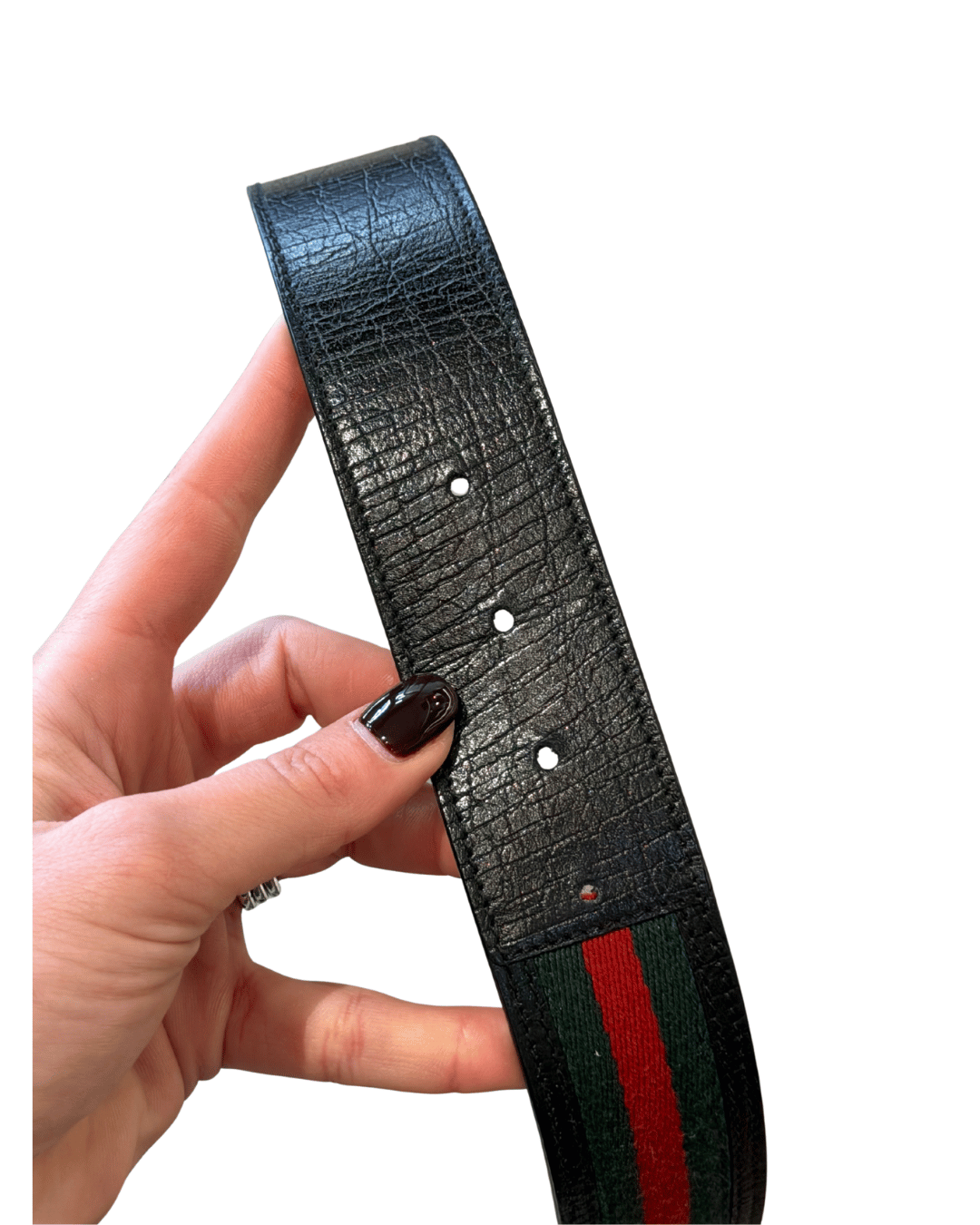 CINTURA GUCCI PELLE NERA E FASCIA WEB