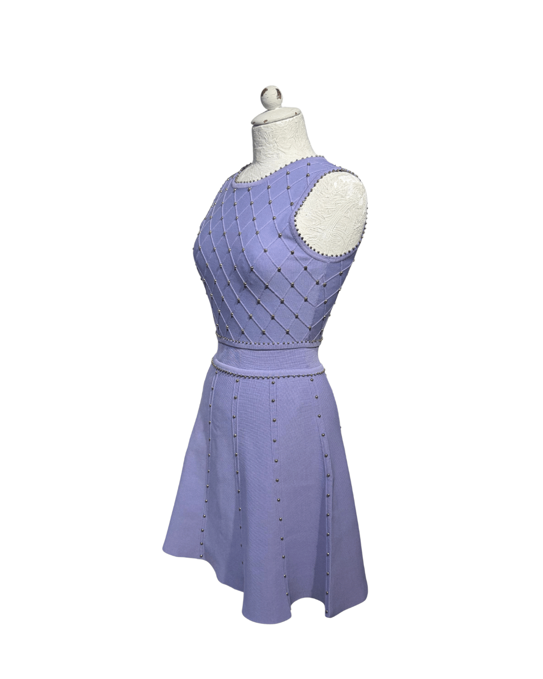 ABITO IN MAGLIA LILLA CON BORCHIE ELISABETTA FRANCHI Tg 40
