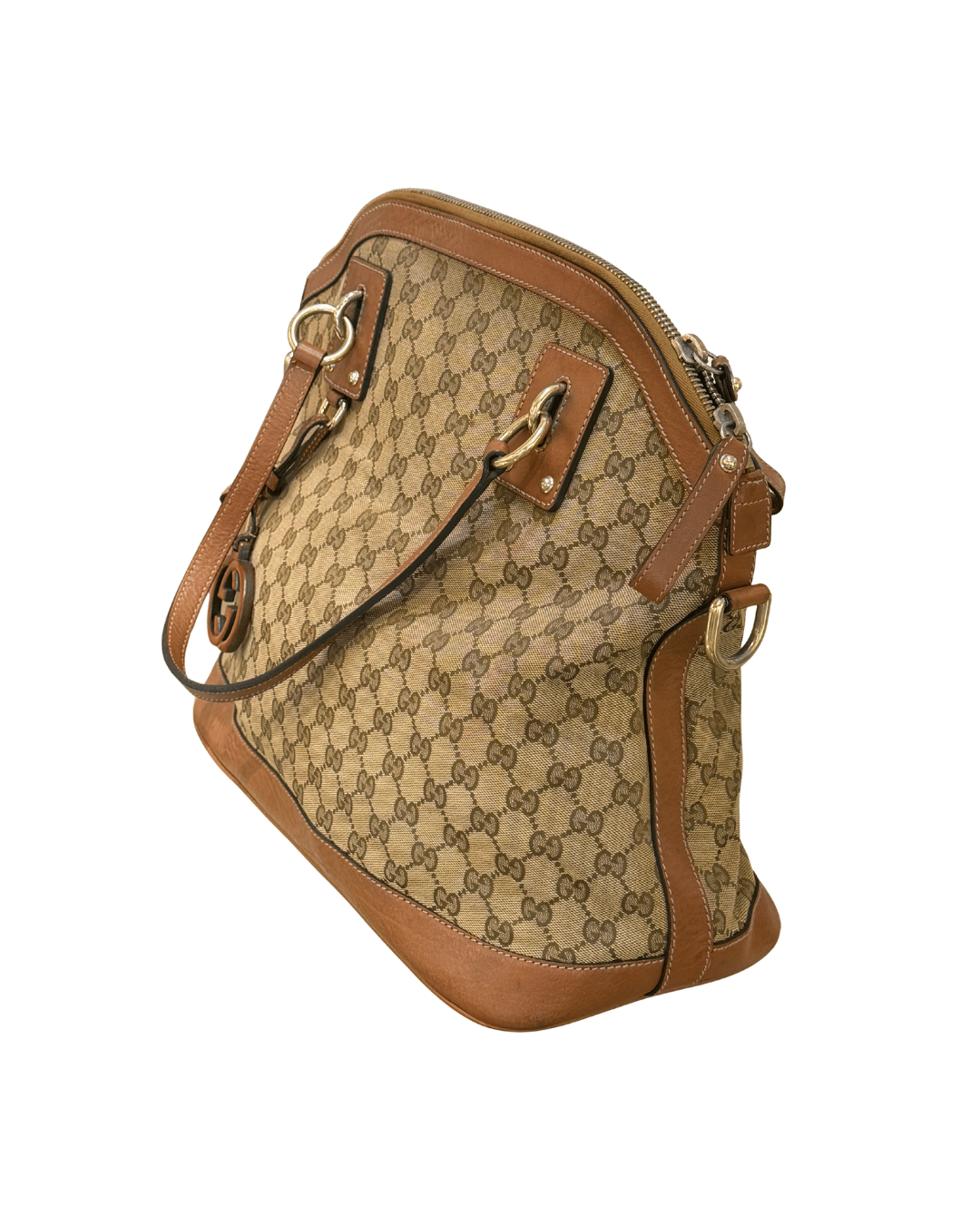BORSA GUCCI GG SUPREME CON RIFINITURE CUOIO E TRACOLLA