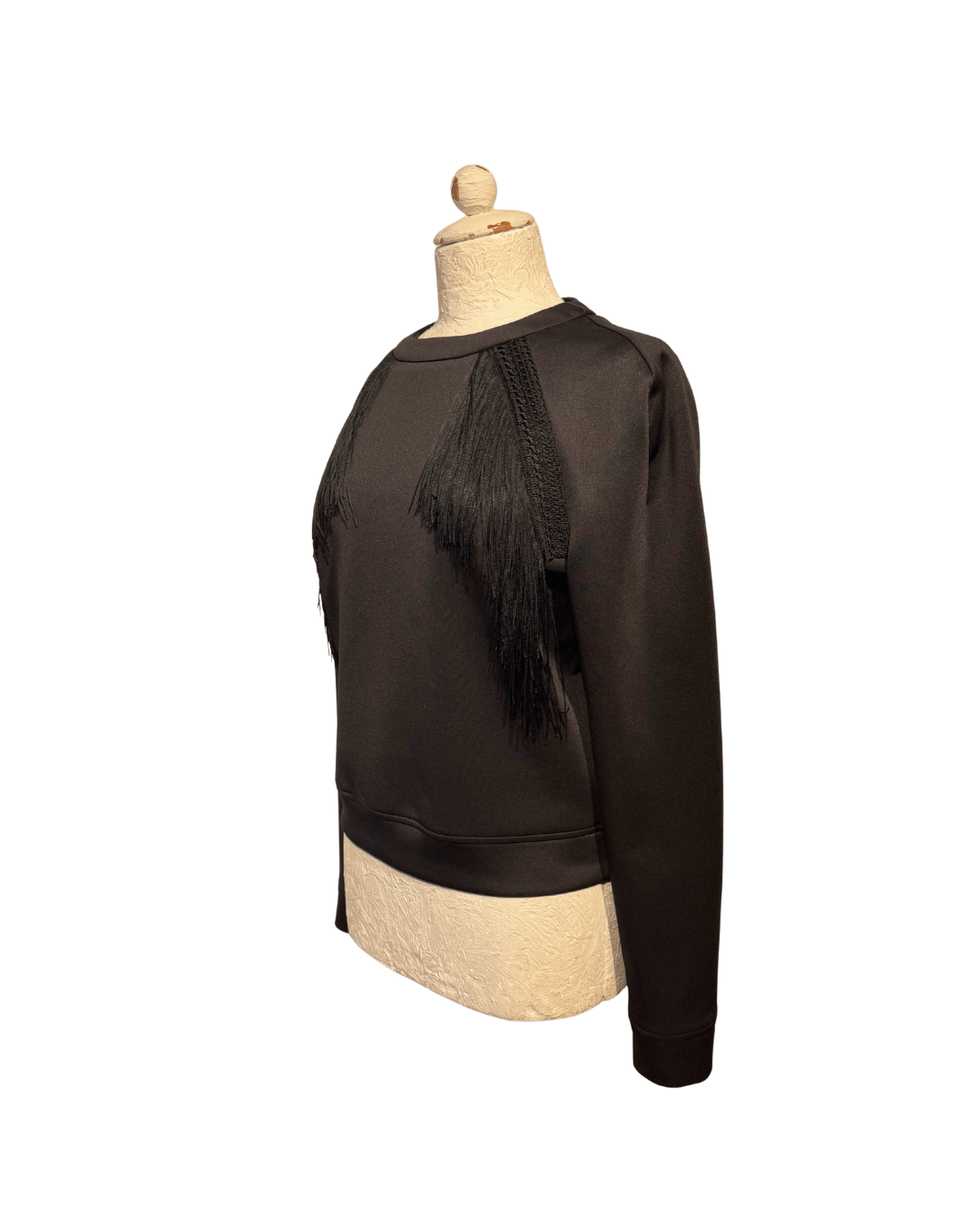 FELPA CAVALLI NERA CON FRANGE Tg S