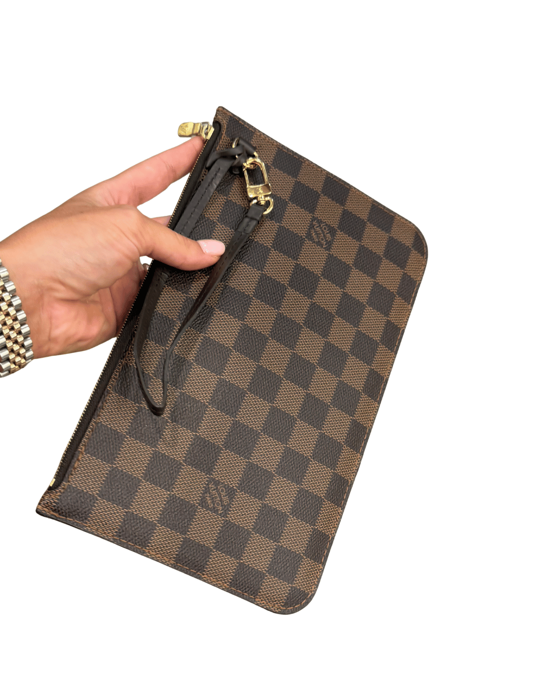 POCHETTE PIATTA DAMIER EBENE INTERNO ROSSO