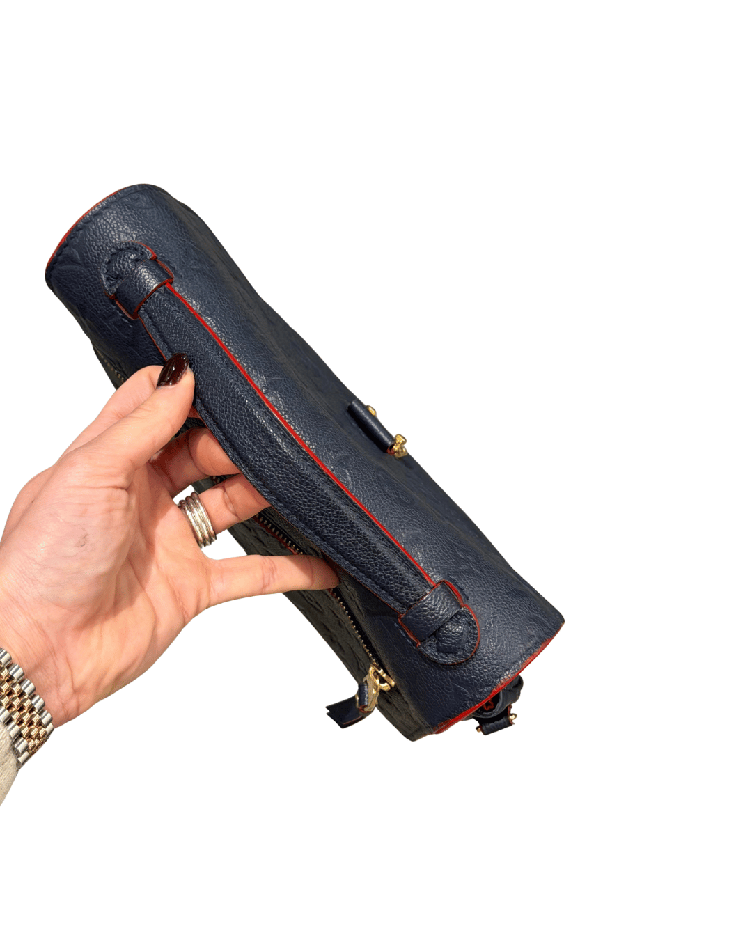 METIS LOUIS VUITTON PELLE BLU RIFINITURE ROSSE