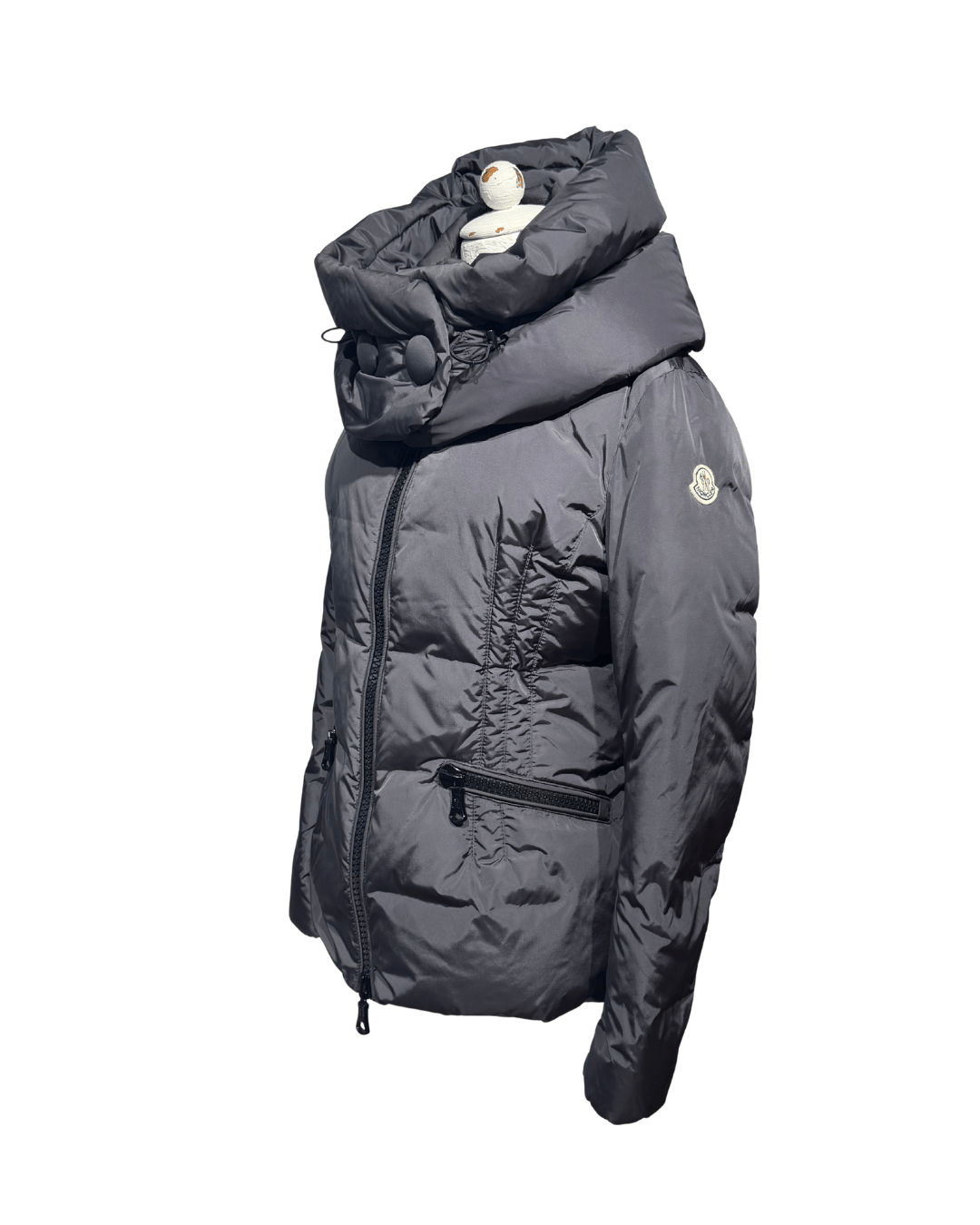 PIUMINO MONCLER DONNA MAXI COLLO GRIGIO ANTRACITE TG 44