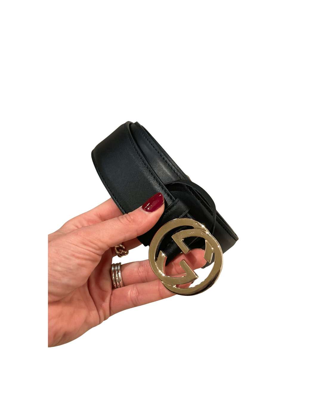 CINTURA GUCCI NERA CON HARDWARE ARGENTATO