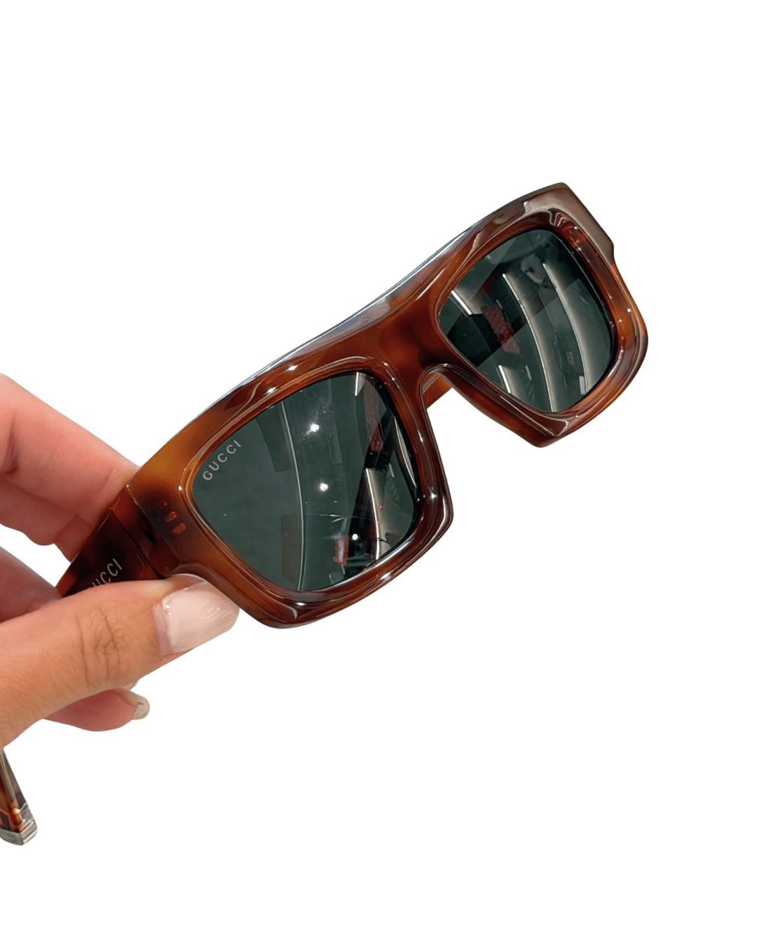 OCCHIALI GUCCI RETTANGOLARI COGNAC TARTARUGATI