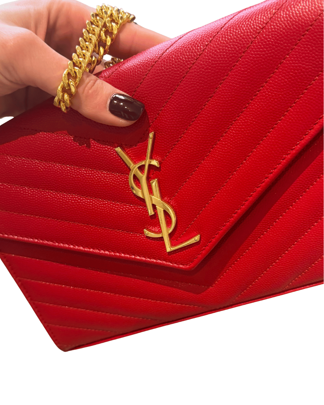 CASSANDRA YSL PELLE GRAIN DE POUDRE ROSSA