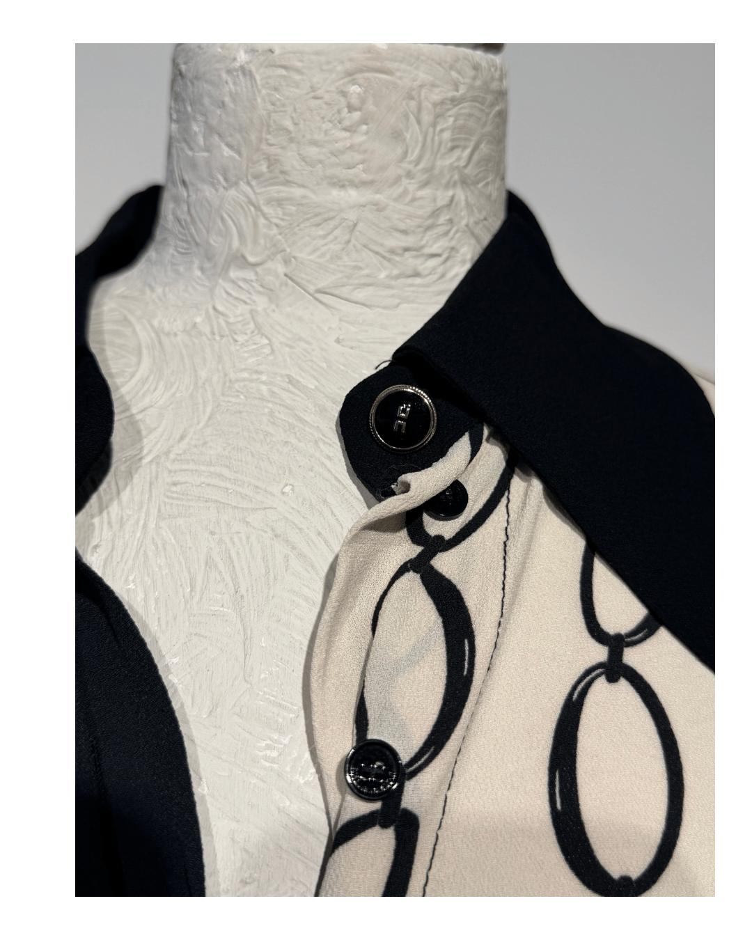 CAMICIA ELISABETTA FRANCHI AVORIO E NERA Tg 42
