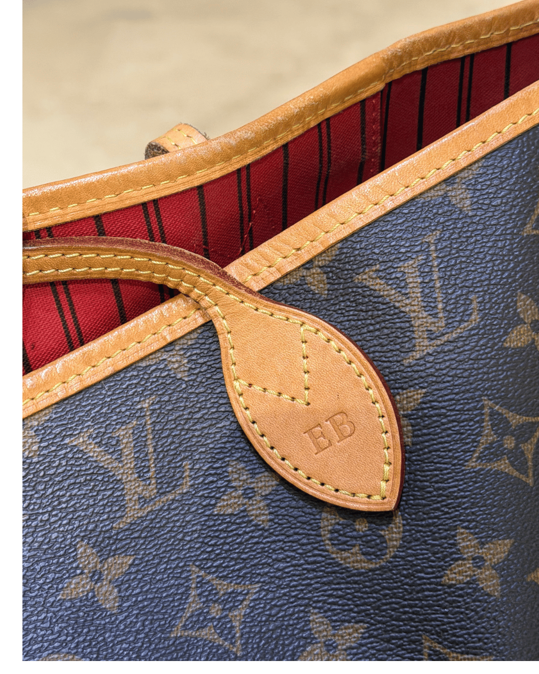 NEVERFULL MM LOUIS VUITTON MONOGRAM INTERNO ROSSO