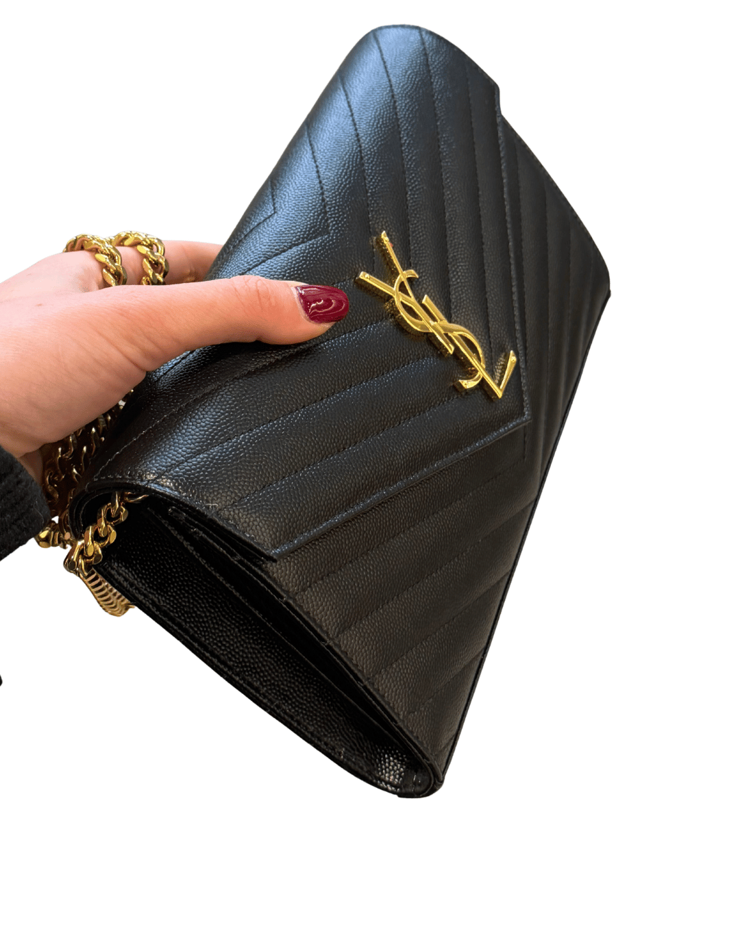 CASSANDRA YSL PELLE NERA HARDWARE DORATO