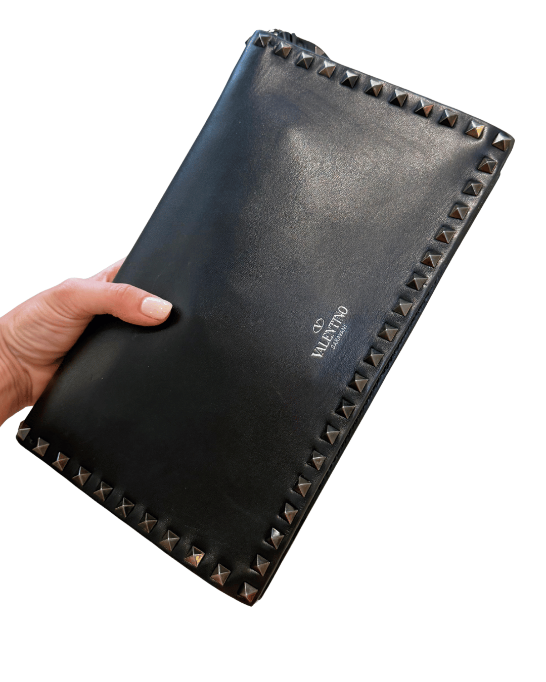 CLUTCH POCHETTE PELLE LISCIA NERA VALENTINO
