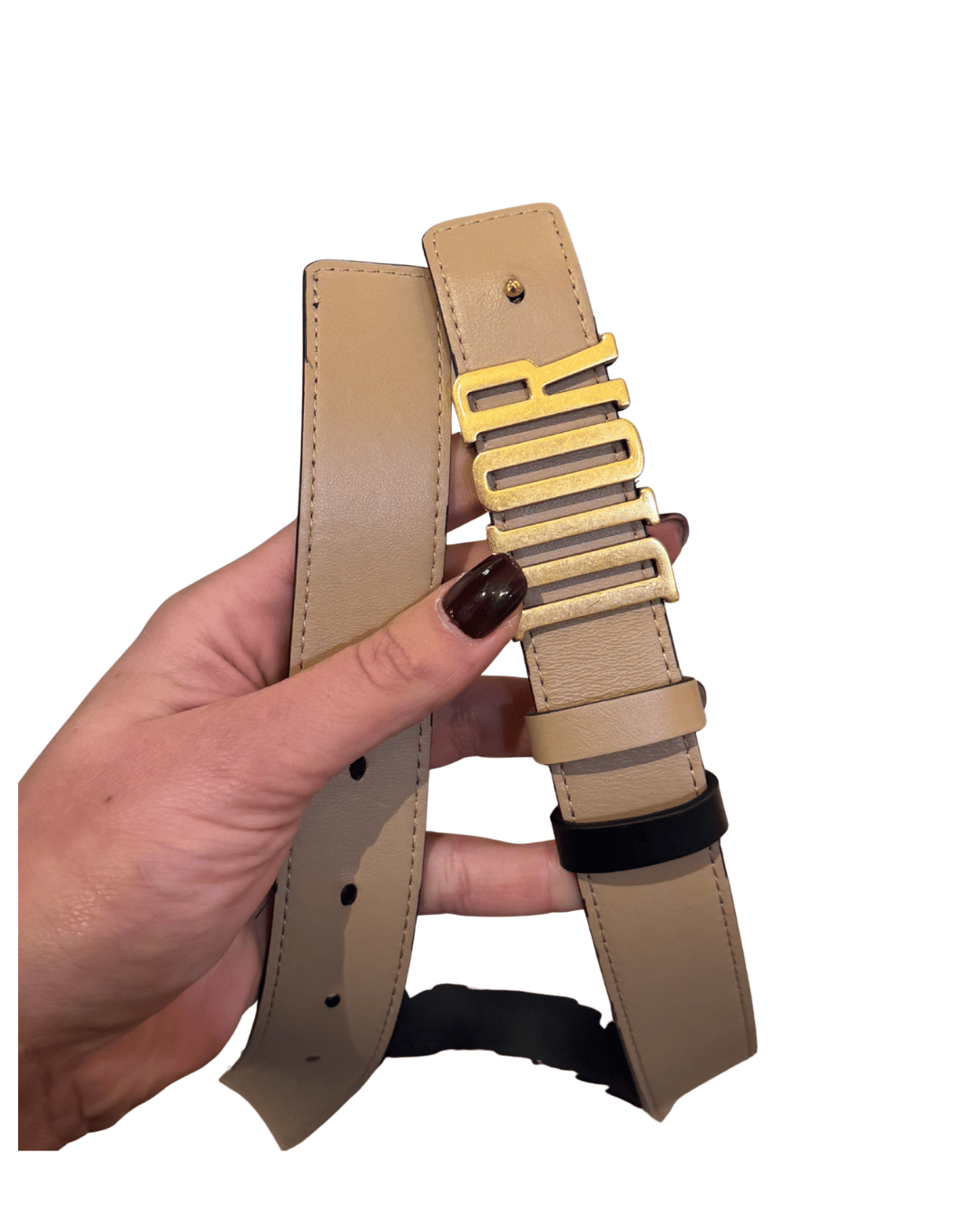 CINTURA DIOR REVERSIBILE BEIGE E NERA
