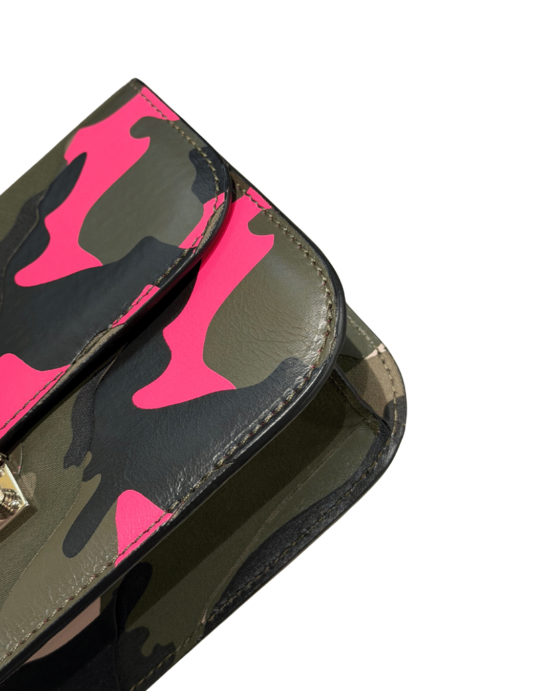 BORSA VALENTINO GLAM LOCK MIMETICA E FUCSIA