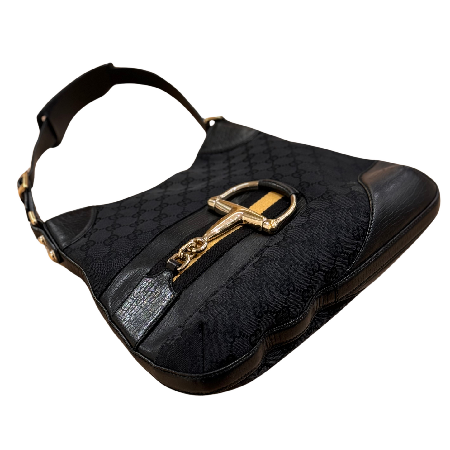 BORSA GUCCI FASCIA WEB NERA GIALLA