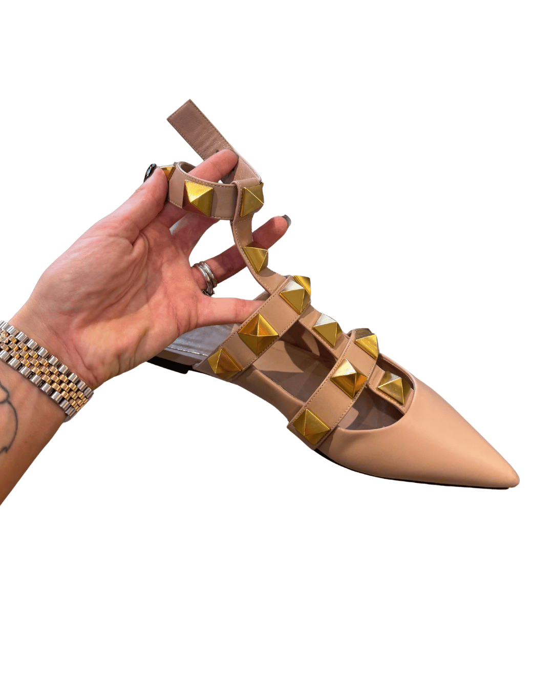 BALLERINE VALENTINO ROMAN STUD NUDE CON BORCHIE Nr 40