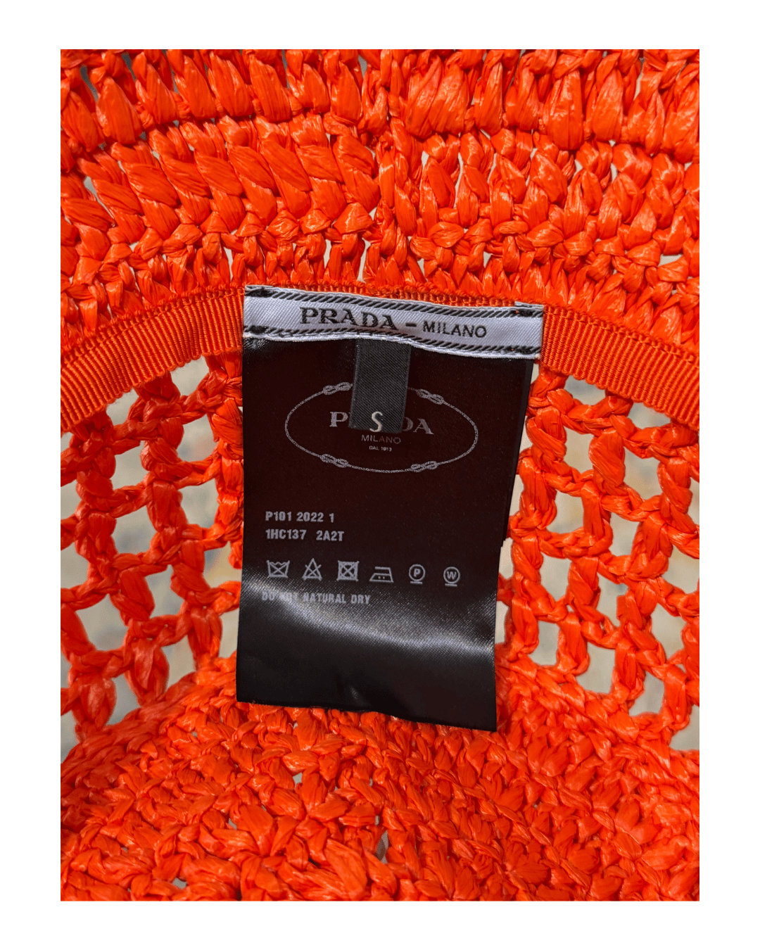 CAPPELLO ALLA PESCATORA PRADA ARANCIONE RAFFIA