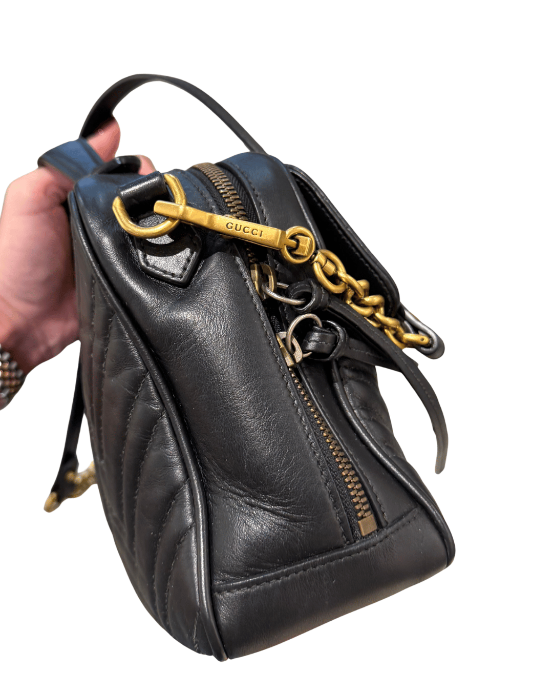 GUCCI MARMONT NERA TOP HANDLE BAG