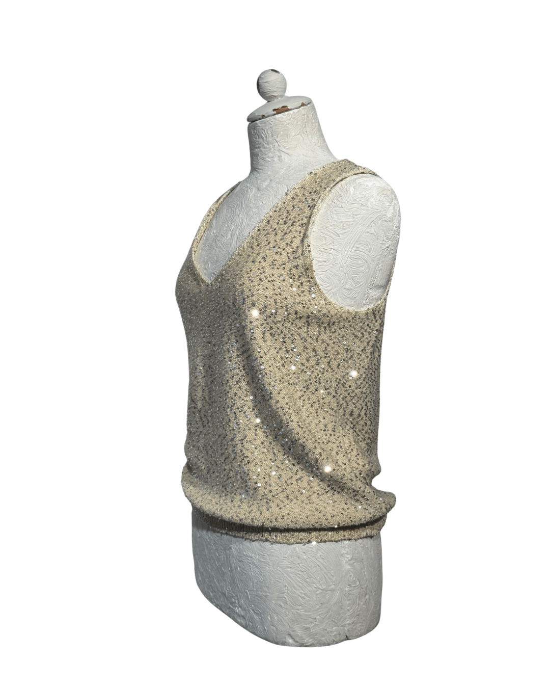 TOP SMANICATO MAXMARA WEEKEND PAILETTES BEIGE Tg S