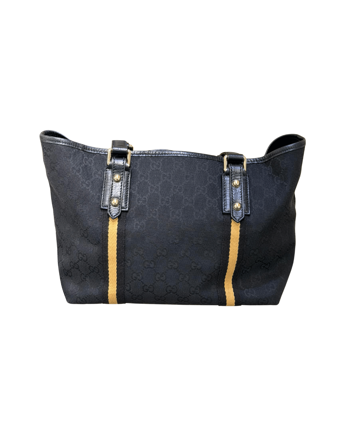 BORSA GUCCI TESSUTO NERO FASCIA WEB NERA E SENAPE