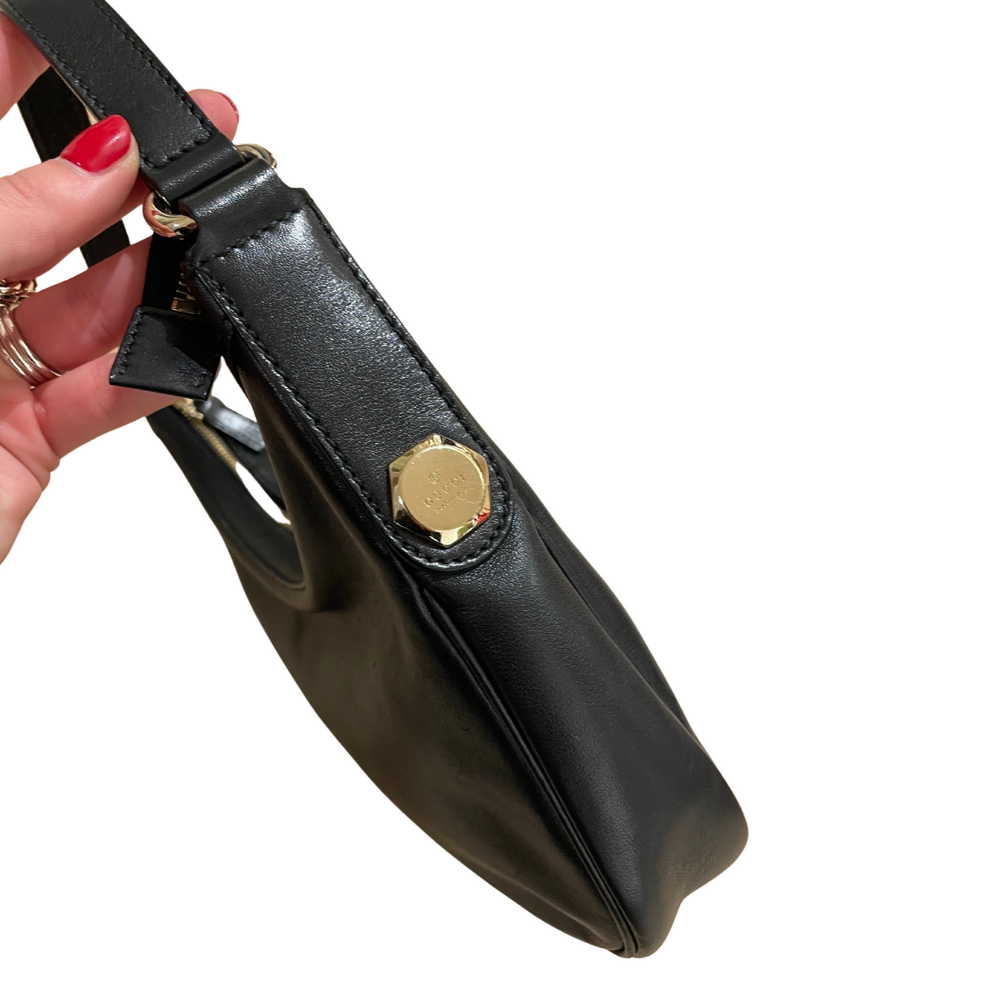 MEZZALUNA GUCCI PELLE NERA